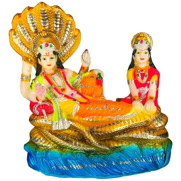 Blissful Polymer Unbreakable Action Lord Vishnu Laxmi Idol Cheap