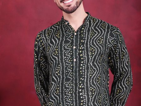 Jompers Men s Bandhani Printed Kurta - Green Hot on Sale