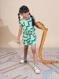 Snakes and Ladders Girls Green Table Print Top and Shorts Sets from Siblings Collection Discount