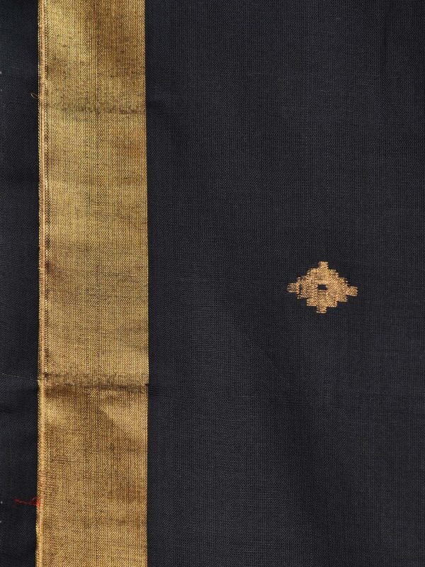 Black Uppada Cotton Handloom Saree with Assorted Buta Pallu Design - Global Threads For Sale