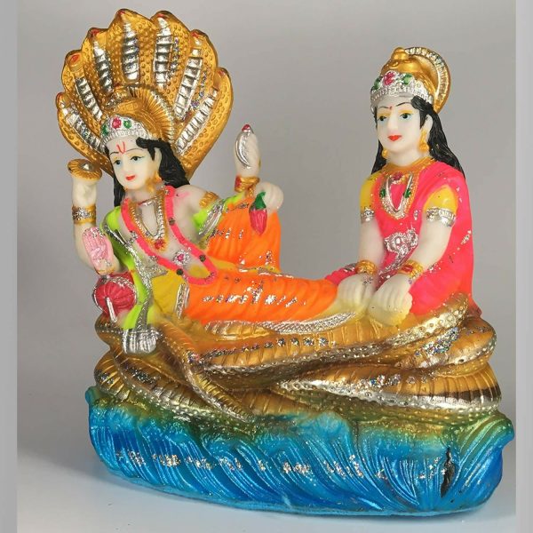 Blissful Polymer Unbreakable Action Lord Vishnu Laxmi Idol Cheap