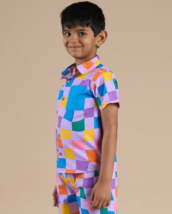 Snakes and Ladders Boys Multi Color Rotary Print Shirt from Siblings Collection For Discount